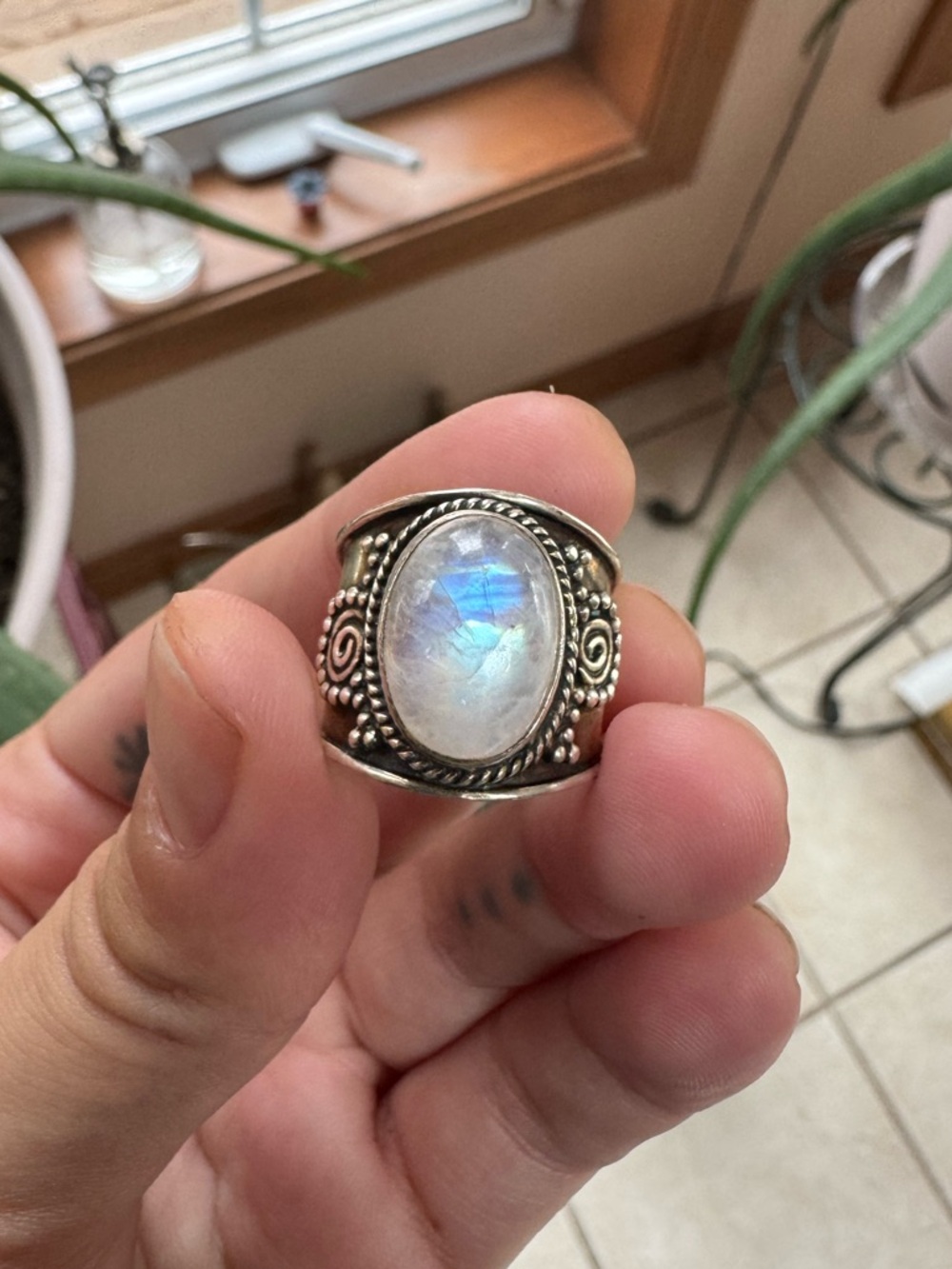 Rainbow Moonstone Ring